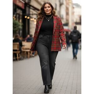 Torrid x Betsey Johnson Red Plaid Blazer – Size 4 (26/28 Equivalent)